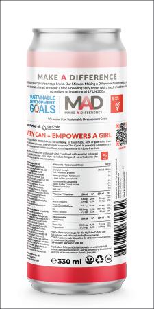 Valori nutrizionali e ingredienti MAD Cassa di acqua vitaminica IRONY alla fragola e al rabarbaro (24 x 33 cl)