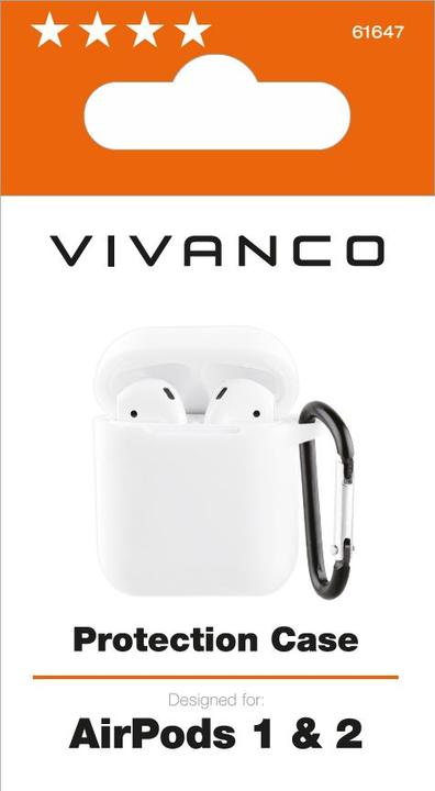 Produktbild Vivanco Apple AirPod Case 1&2 weiss 61647 AIRPODCASEVVW Schutzhülle mit Karabiner (Kopfhörer Hülle)