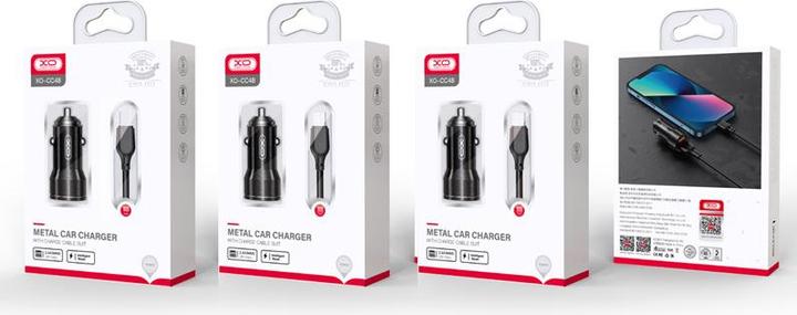 Produktbild xO Autoladegerät CC48 2x USB 2,4A schwarz + Lightning Kabel