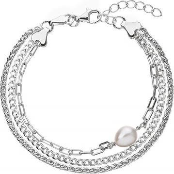 Evolution Group Silver triple bracelet with genuine Pavona pearl 23028.1