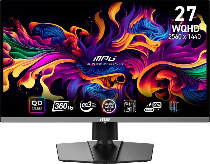 MSI MPG 271QRX QD-OLED 26.5inch WQHD QD-OLED 16:9 360Hz 250cd/m2 0.03ms 2xHDMI DP USB Type C 2xUSB (2560 x 1440 pixels, 26.50")