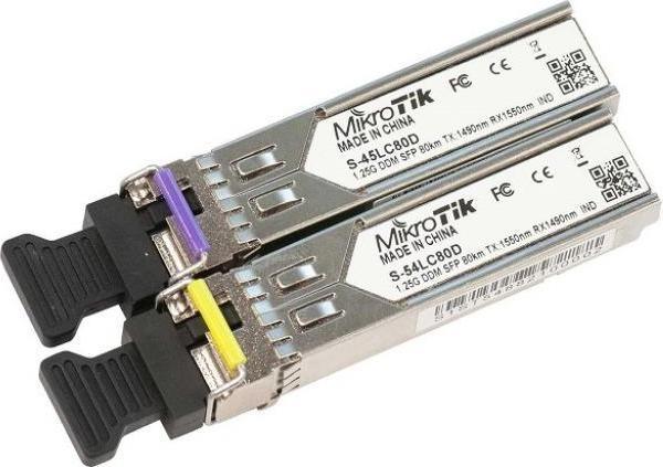 Produktbild MikroTik S-4554LC80D - Paar SFP-Module inkl. 1x S-45LC80D und 1x S-54LC80D