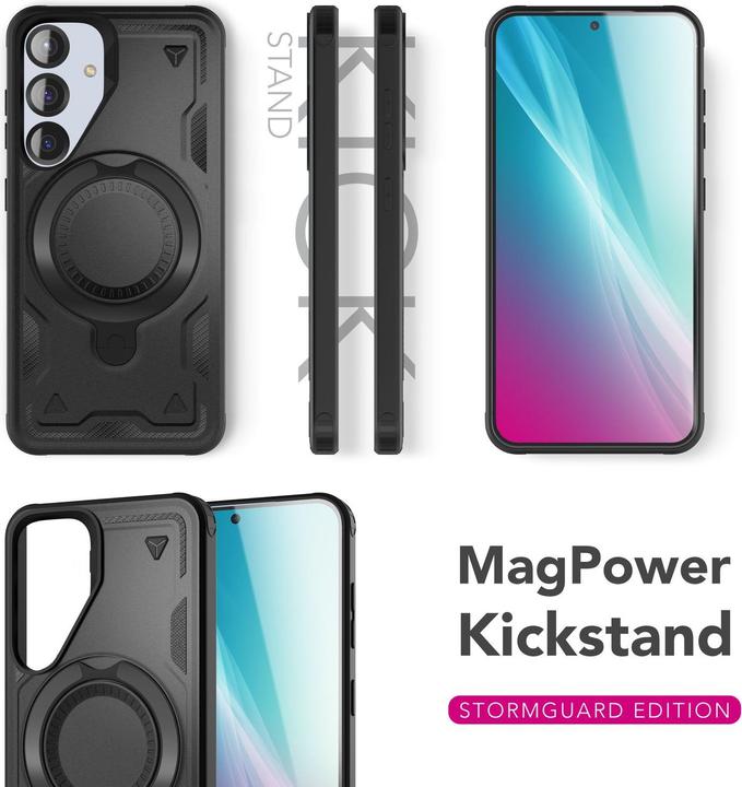 Produktbild Nalia Stormguard - Stossfeste Armor Ring Hülle für MagSafe - Military Kickstand Hardcase (Samsung Galaxy S25)