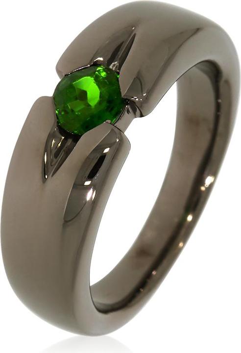 Image du produit Xen Bague avec 5 mm de diopside de chrome env. 0,50 ct. Rhodium noir (52, Argent 925)