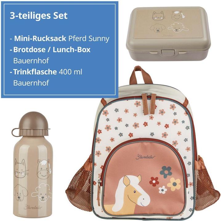 Actual product image Sterntaler Kinderkoffer & Kindertaschen 3er Set Rucksack, Brotdose & Trinkflasche