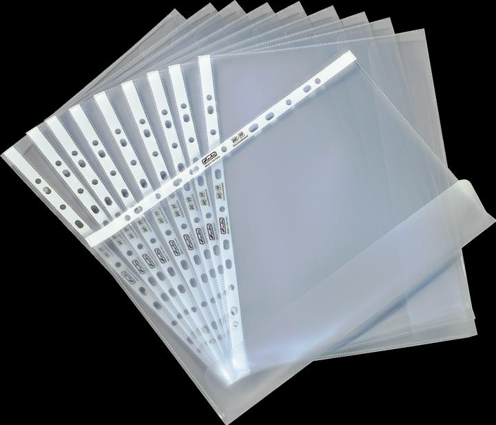 Produktbild Herlitz Prospekthülle mit Verschlusslasche, A4, genarbt 0,12 mm, aus PP-Folie, seitlich offen mit Überschlag (A4, 10 x)