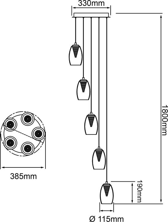 Image du produit Brilliant Metropolis LED 5W PE 5-RO easydim Suspension, 5 flammes (2300 lm)