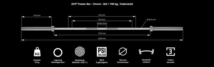 Actual product image ATX Power Bar - Chrome - MK + 700 kg - Spring steel