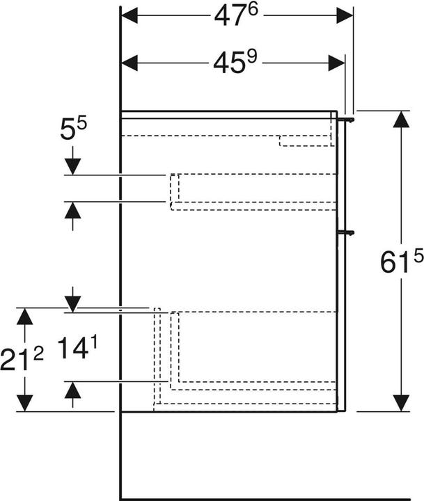 Produktbild Geberit iCon Unterschrank für Waschtisch, 2 Schubladen, 74x61,5x47,6 cm, 502304 (74 x 47.5 x 61.5 cm)