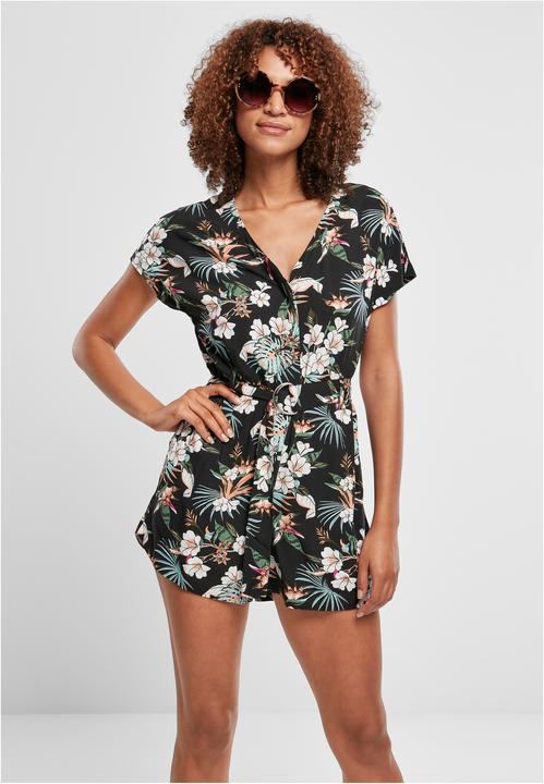 Urban Classics Ladies Short Viscose Belt Jumpsuit