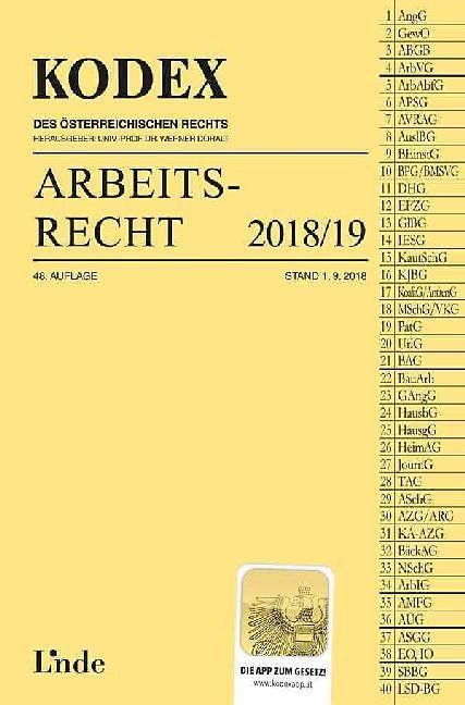 Image du produit KODEX Droit du travail 2018/19 (Allemand)