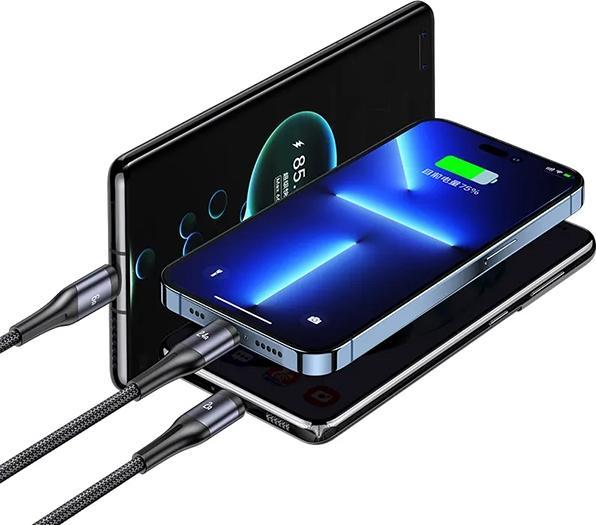 Immagine prodotto Usams US-SJ582 U83 3IN1 66W Display digitale trasparente Cavo di ricarica rapida e dati da 1,2 m USB a (1.20 m, USB 3.2 Gen 1)