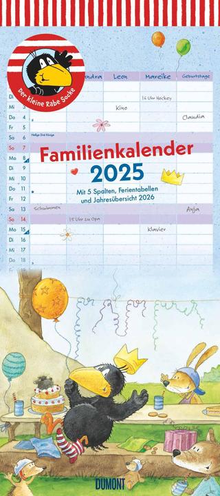 Produktbild Der kleine Rabe Socke 2025 Familienkalender, 22x49,5cm, Planer mit 5 Spalten für die ganze (Harter Einband, Deutsch)