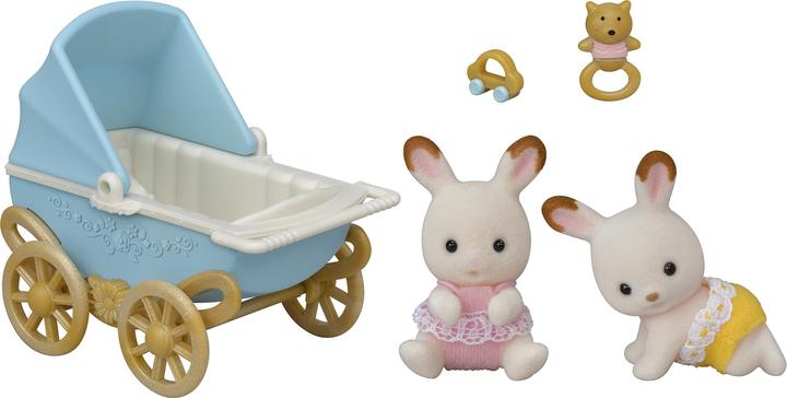 Produktbild Sylvanian Families Chocolate Rabbit Twin Babies & Pram