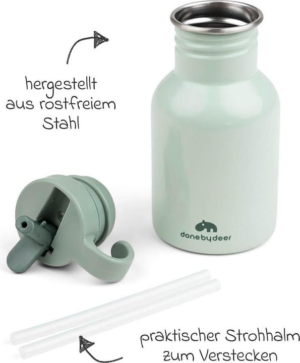 Produktbild Done by Deer Trinklernbecher & Trinklernflaschen Edelstahl-Trinkflasche mit Strohhalm 350 (350 ml)