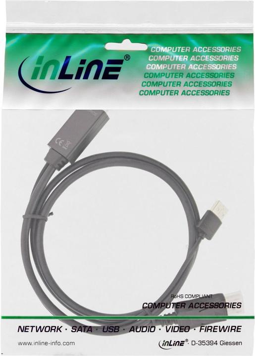 Actual product image InLine HDMI (Typ A) — Display Port, USB A (5 m, HDMI)