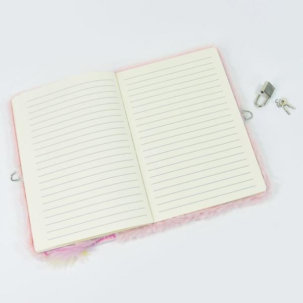 Produktbild Kögler Plüsch Tagebuch, Einhorn mit rosa Plüsch, zum abschliessen, 14,8x21,5x3 cm