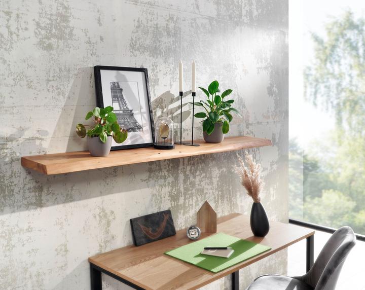 Actual product image FineBuy Wall shelf FB31358 Acacia solid wood 160 cm Brown (160 x 26 x 4 cm)