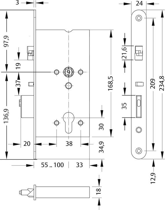 Productafbeelding effeff Vluchtdeurslot met elektrische schoot MEDIATOR 609 (Profielcilinder)