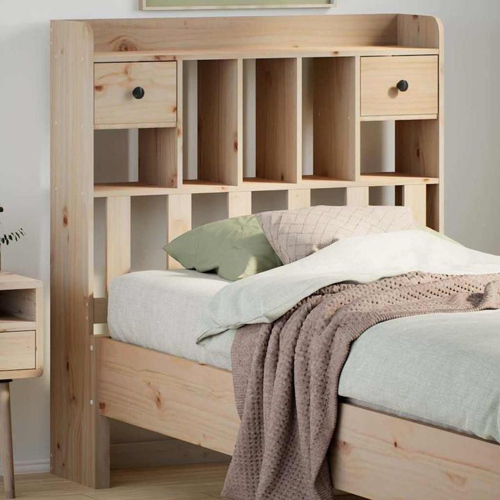 Produktbild VidaXL Kopfteil Bettkopfteil Betthaupt mit Stauraum 90cm Massivholz Kiefer
