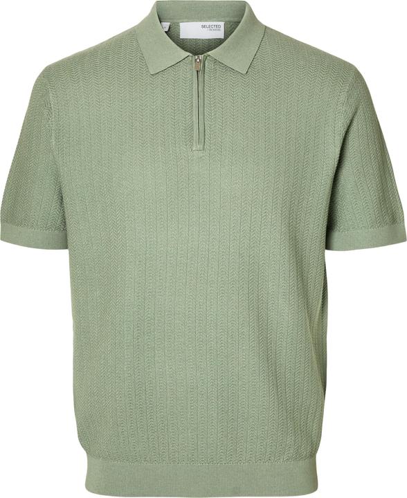 Selected Homme Slhcran Ss Knit Structure Half Zip Polo