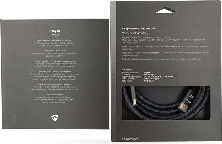 Immagine prodotto Nedis Cavo HDMI ™ ad altissima velocità | HDMI™ maschio | HDMI™ maschio | 8K@60Hz | 48 Gbps | 3,00 m (3 m, HDMI)
