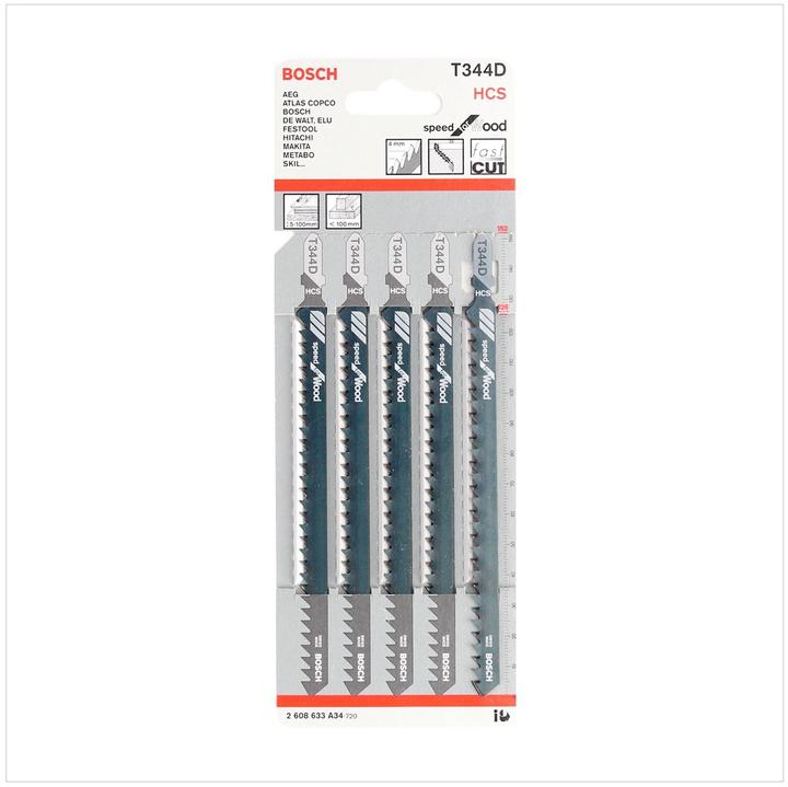 Actual product image Bosch Professional Zubehör Jigsaw blade T 344 D Speed for Wood, 5-pack