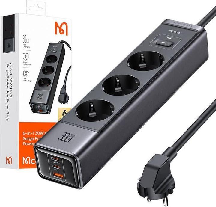 Produktbild Mcdodo GaN 6-in-1 power strip CH-0620, 30W (6 x, USB-C, USB-A, 1.50 m)