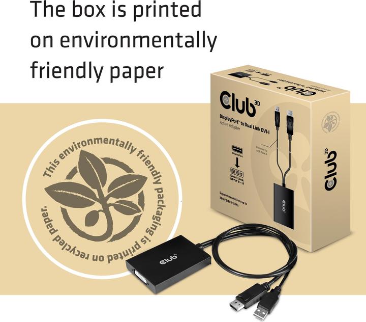 Actual product image Club 3D CAC-1010 DisplayPort to Dual Link DVI-I active adapter (USB, 6.10 cm)