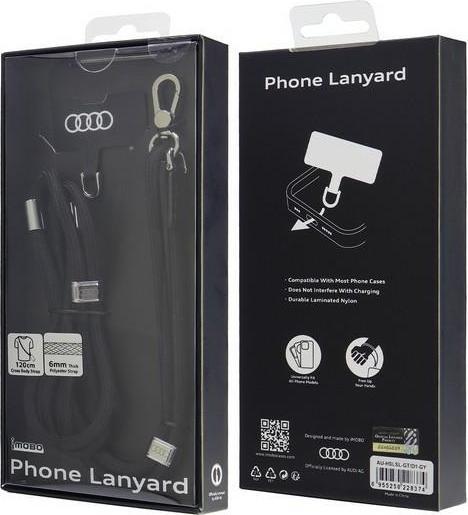Audi uniwersalna smycz do telefonu 120cm 6mm crossbody czarny/black AU-CBL6-R8/D1-BK