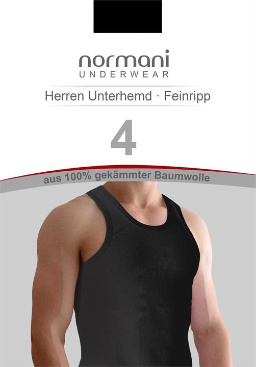 Actual product image Normani 4 Piece Men's Undershirt Fine Rib Black (4XL)