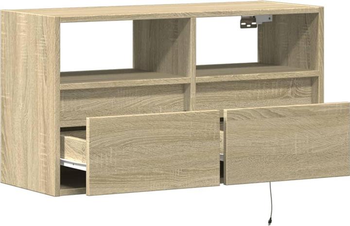 Immagine prodotto VidaXL Mobile TV Parete attrezzata Lavagna bassa Appeso con illuminazione LED Rovere Sonoma