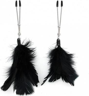 Actual product image Rimba Bondage Play Adjustable Tweezers Nipple Clamps With Springs - Black
