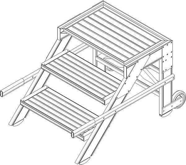 Produktbild Munk Arbeitspodest fahrbar, Stufenbreite 1000 mm, Aluminium geriffelt 5 Stufen (Gerüst, 151.50 cm)