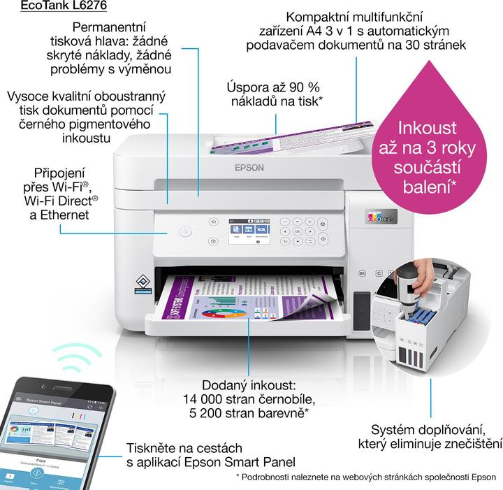 Immagine prodotto Epson L6276 Inkjet DPI WLAN (Inchiostro, Colore)