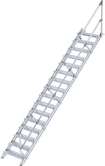 Image du produit Munk Escalier 45° largeur des marches 800 mm 16 marches aluminium strié (Escabeau, 347 cm)