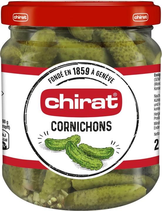 Produktbild Chirat Essig Cornichons knackige Mini Gürkchen ideal für Raclette, Fondue, Apéro, kalte Platten & Snack (210 g)