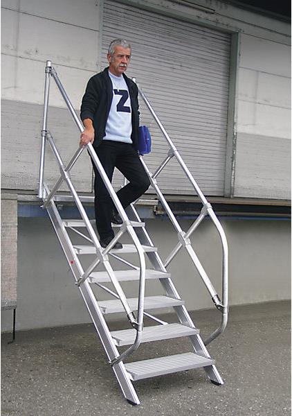 Image du produit Munk Escalier 45° largeur des marches 600 mm 10 marches aluminium strié (Escabeau, 222 cm)