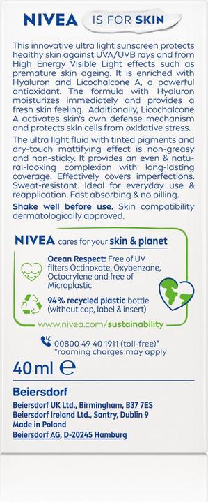 Produktbild NIVEA Sun Uv Face Special Ultra Light Daily Fluid (Sonnencreme Gesicht, SPF 50+, 40 ml)