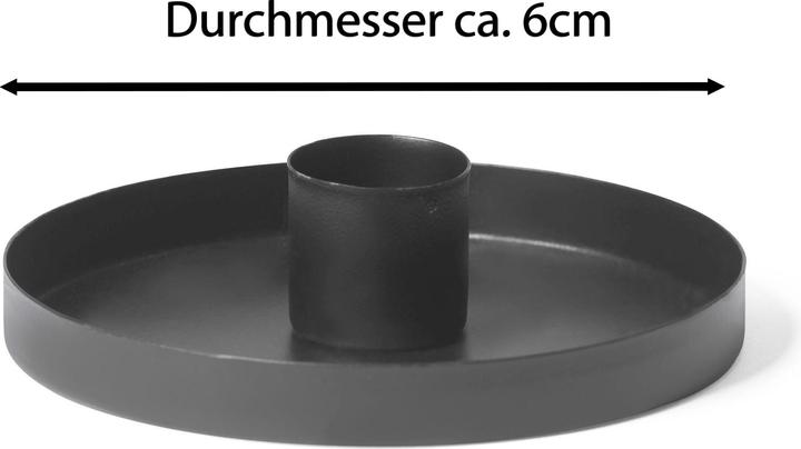 Produktbild Novaliv 4er-Set Kerzenhalter 6cm Metall Stabkerzen SCHWARZ mit Echtwachskerze elektrisch flammenlos (6 x 6 x 6 cm)