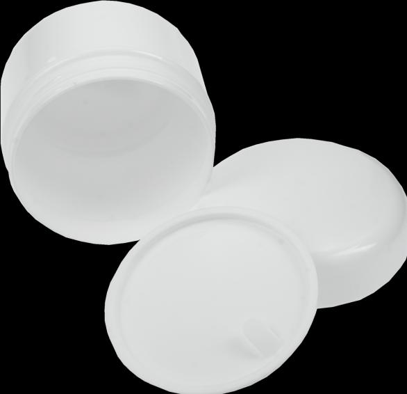 Image du produit Boîte cosmétique en plastique, blanc avec couvercle intérieur pour 50 ml, Ø 5 cm, hauteur : 4,5 cm
