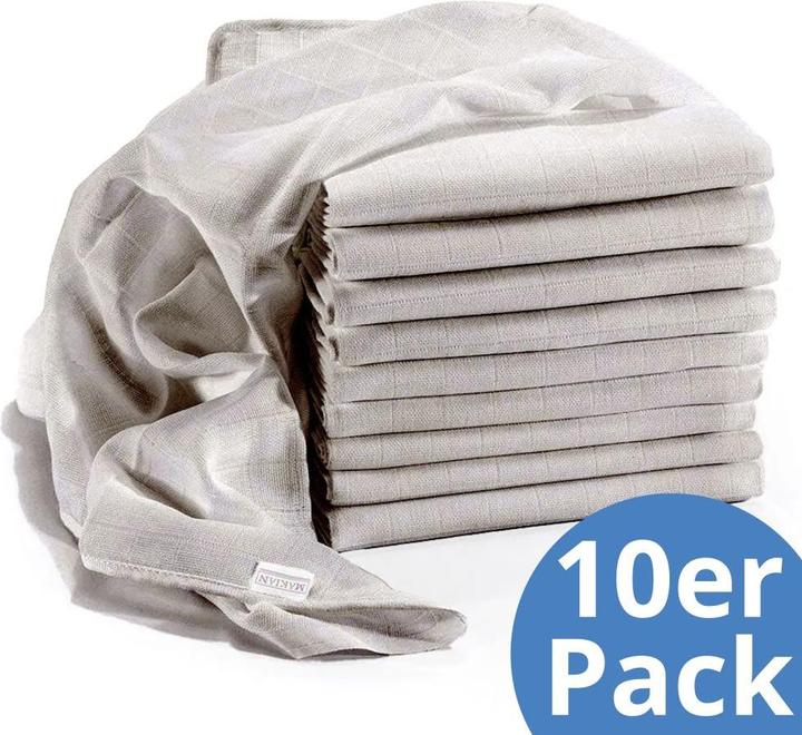 Actual product image Makian Muslin nappies & muslin cloths Muslin nappy / muslin cloth 10 pack 80 x 80 cm - Grey (80 cm, 80 cm)