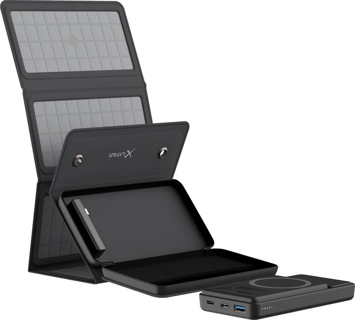 Image du produit Xlayer Banque d'alimentation sans fil 10.000mAh 15W Noir avec panneau solaire (10000 mAh, 15 W, 37 Wh)