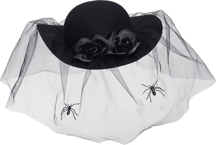 Produktbild Widmann Schwarze Witwe Hut mit Schleier, Rosen und Spinnen
