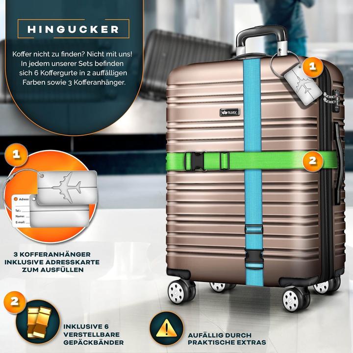 Produktbild Tillvex 3-teilige Reisekoffer-Set mit Kofferwaage & Anhänger (M (50 - 90l), L (90 - 115l), XL (ab 115l))