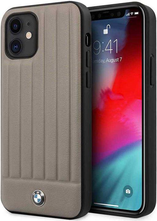 Produktbild BMW PC/TPU Shiny Hard Case Genuine Leather with Vertical Hot Stamped Lines (Apple iPhone 12 mini)