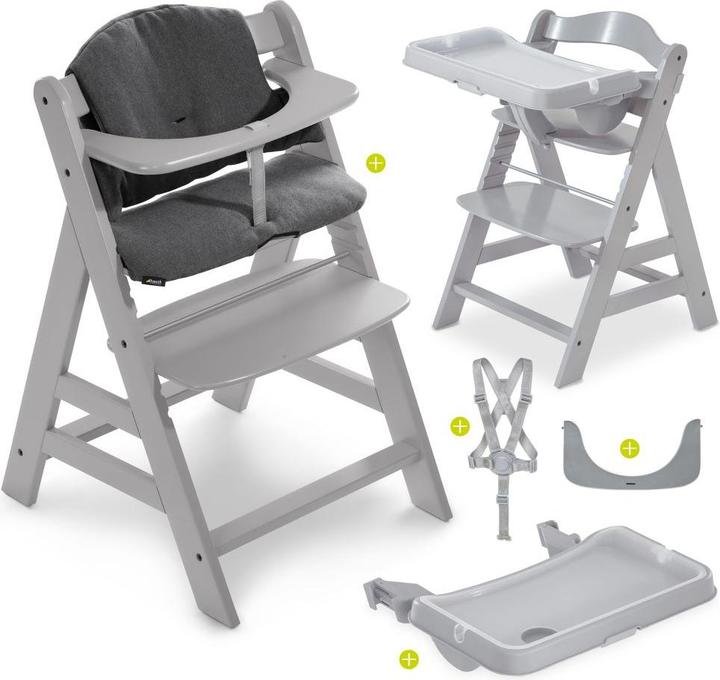 Produktbild Hauck Hochstühle Hochstuhl Alpha Plus Grau im Sparset inkl. Sitzkissen (Hochstuhl)
