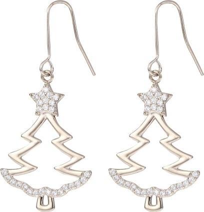 Actual product image Snazzy Santa Earrings Silver Christmas Trees by