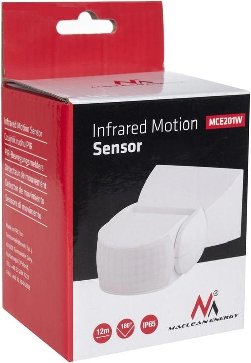 Actual product image Maclean Infrared motion detector PIR modern range 12 m Color white IP65 Energy MCE201W (12 m)
