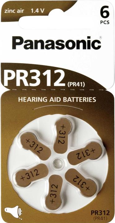 Immagine prodotto Panasonic Batterie per apparecchi acustici PR312 (6 pz., A312, 170 mAh)